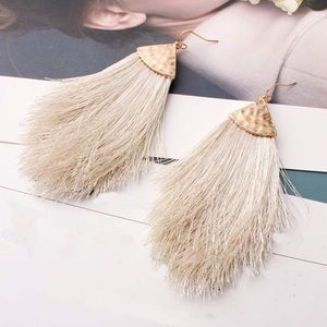 ✨ NWT Bohemian Hammered Gold & Silk Tassel Earrings ✨Hand Crafted ✨Artisan✨